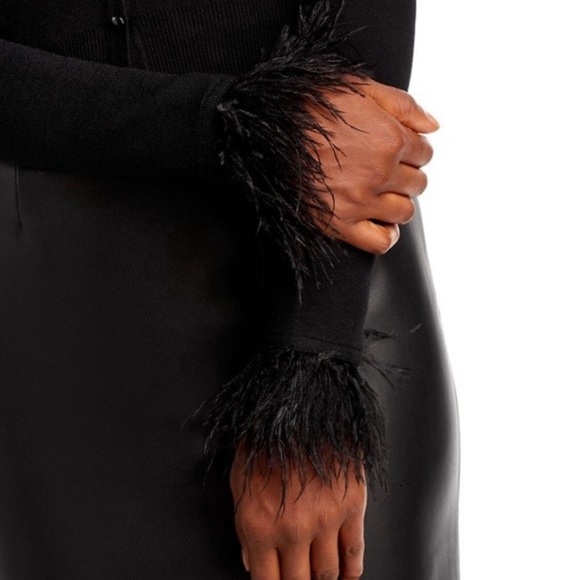 Aqua feather cuff cardigan - Picture 3 of 6